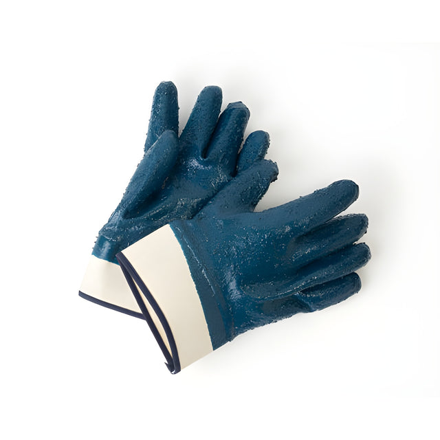 Fully Rough-Coated Nitrile Gloves with Safety Cuff, Mens Size – 12 Pairs/Bag