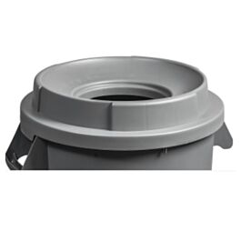 Garbage Container Lid, Funnel Top, 32 Gal, Grey- 1 Ea