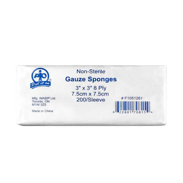 Gauze Sponges, 8 Ply, 7.5cm x 7.5cm- 200 /Box