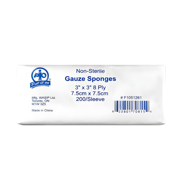 Gauze Sponges, 8 Ply, 7.5 cm x 7.5 cm – 200/Box
