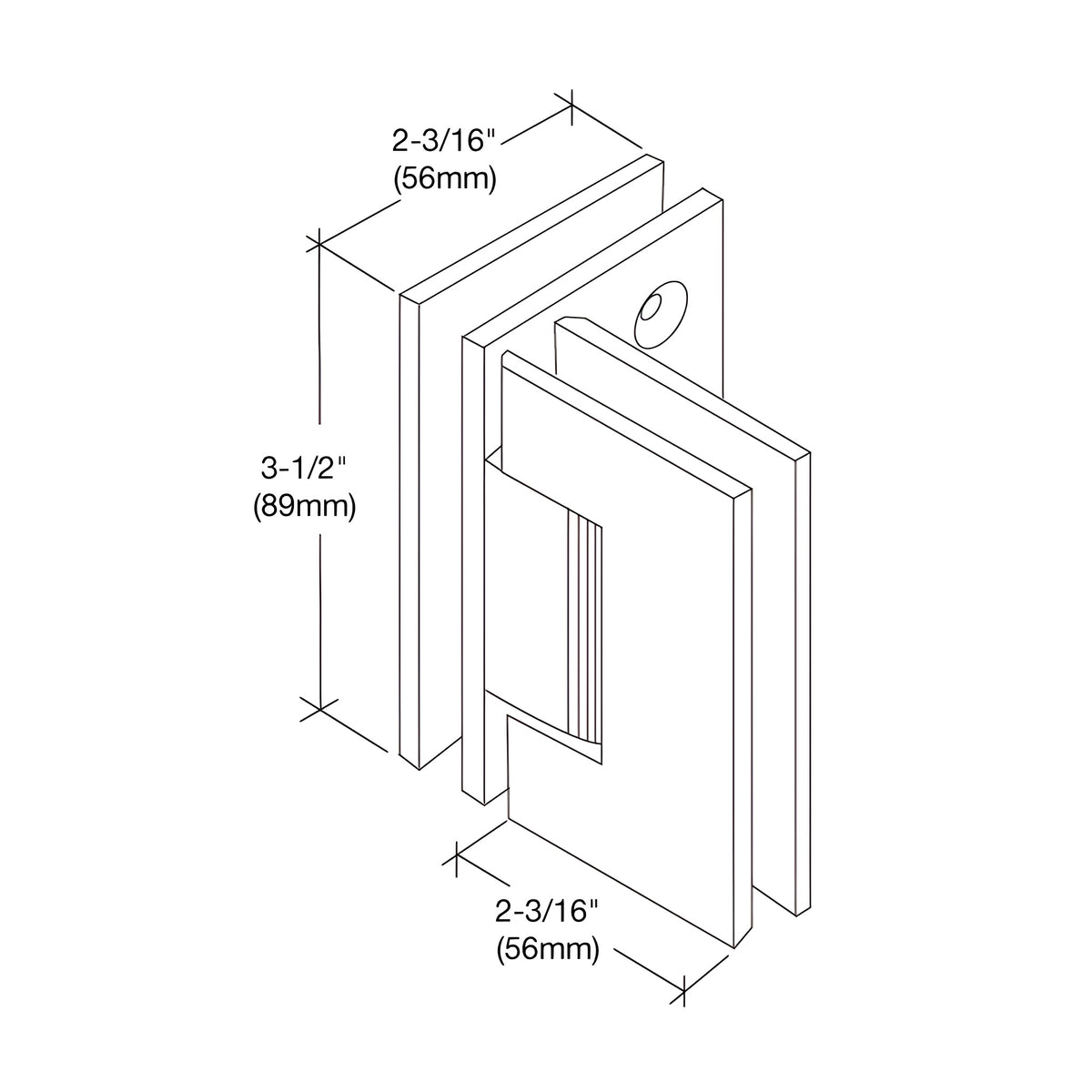 CRL Polished Brass Geneva 092 Series 90 Degree Glass-to-Glass Hinge