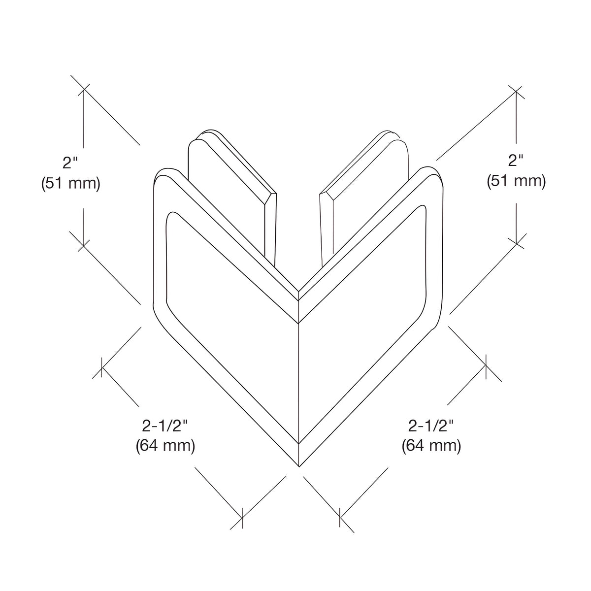 CRL Polished Nickel Beveled Style 90º Glass-to-Glass Clamp