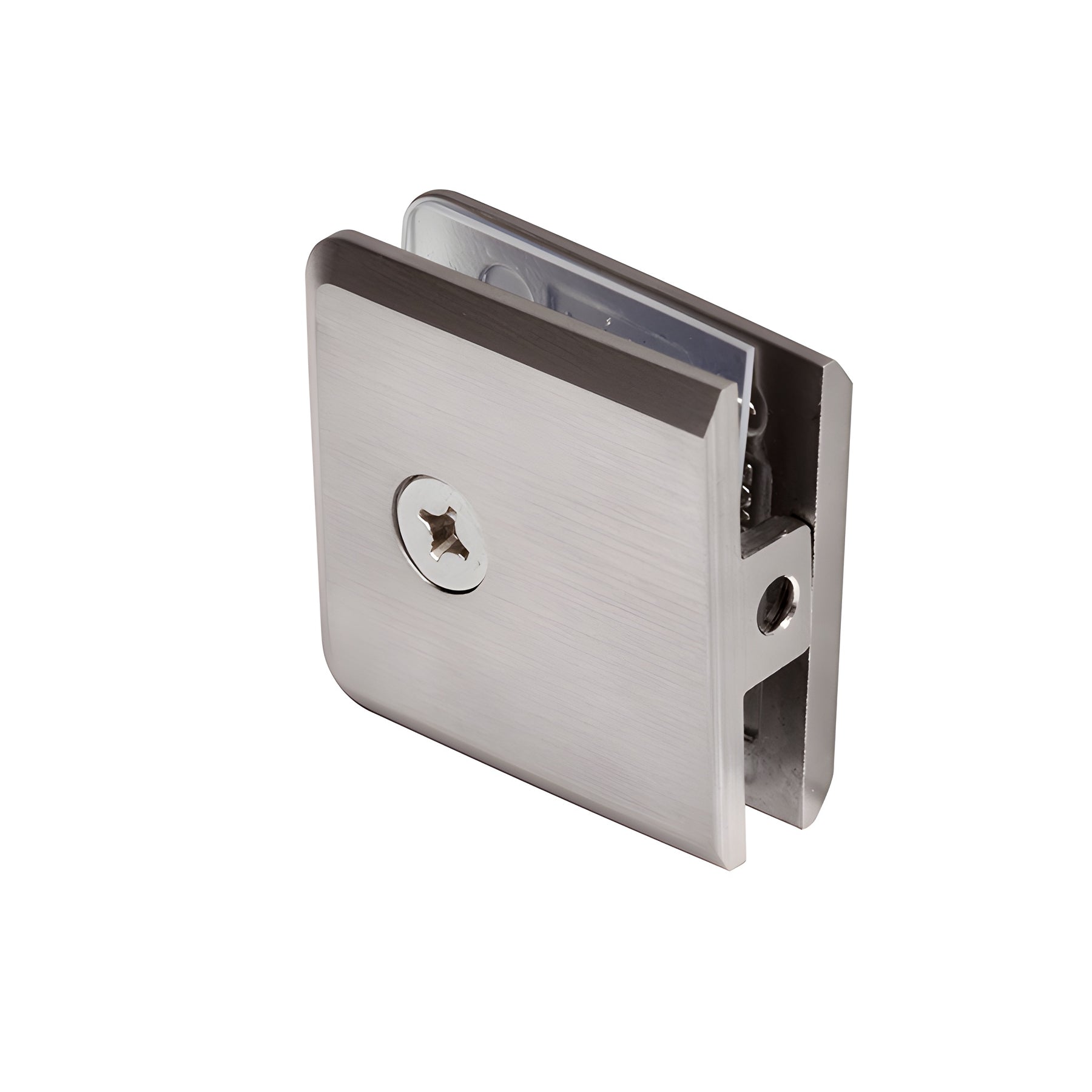 CRL Brushed Nickel Beveled Hole-in-Glass Style Wall Mount Heavy-Duty Glass Clamp