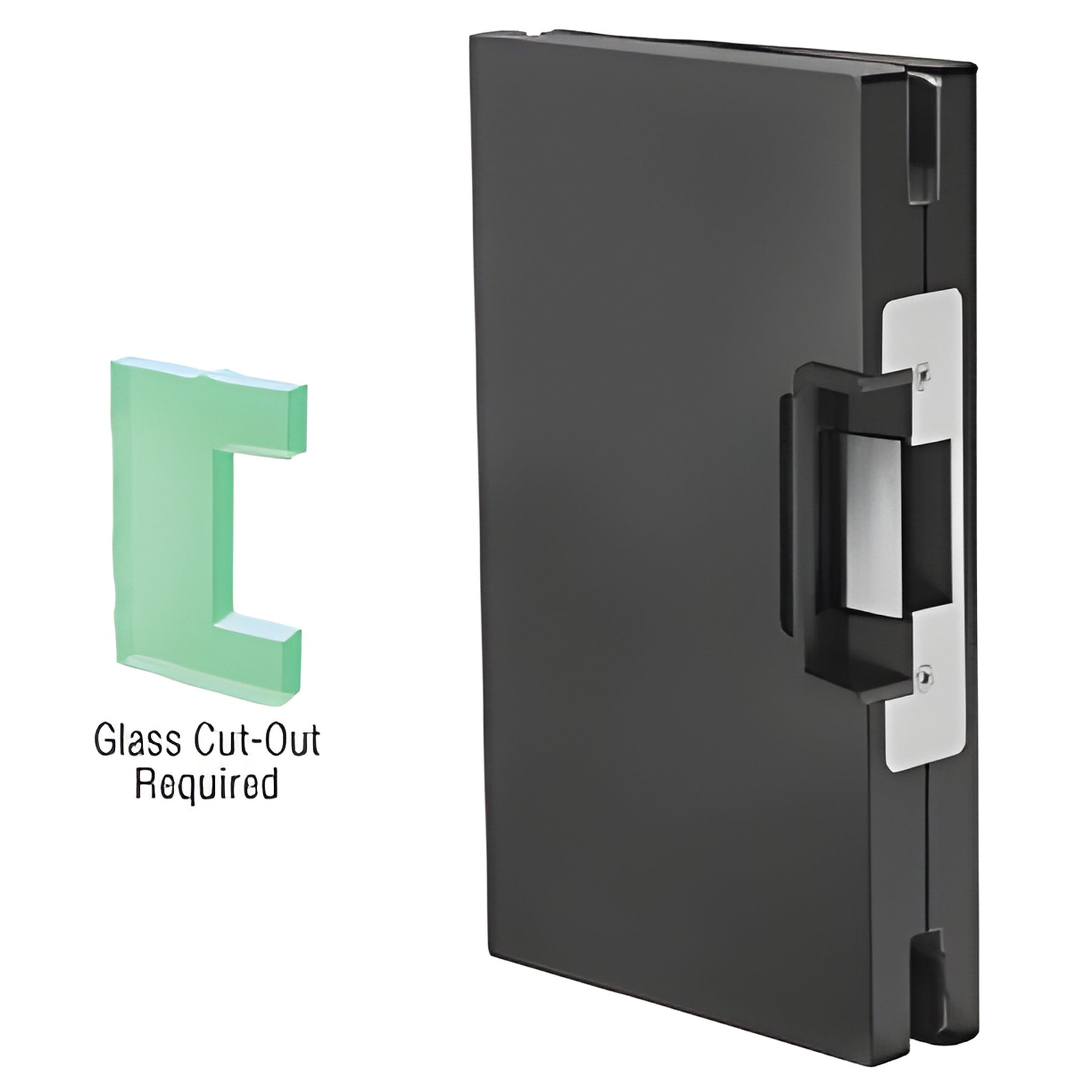 CRL Matte Black 6" x 10" LH/RHR Custom Center Lock Glass Keeper With Deadlatch Electric Strike