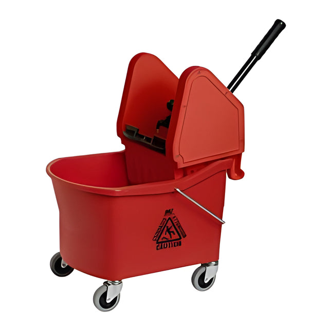 Grizzly Mop Bucket with Down Press Wringer, Red, 32 Quart