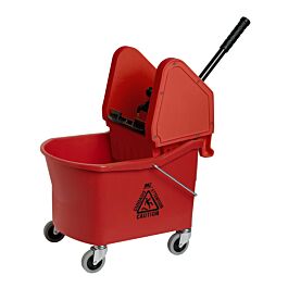 Grizzly Mop Bucket with Down Press Wringer, Red, 32 Quart- 1 Each