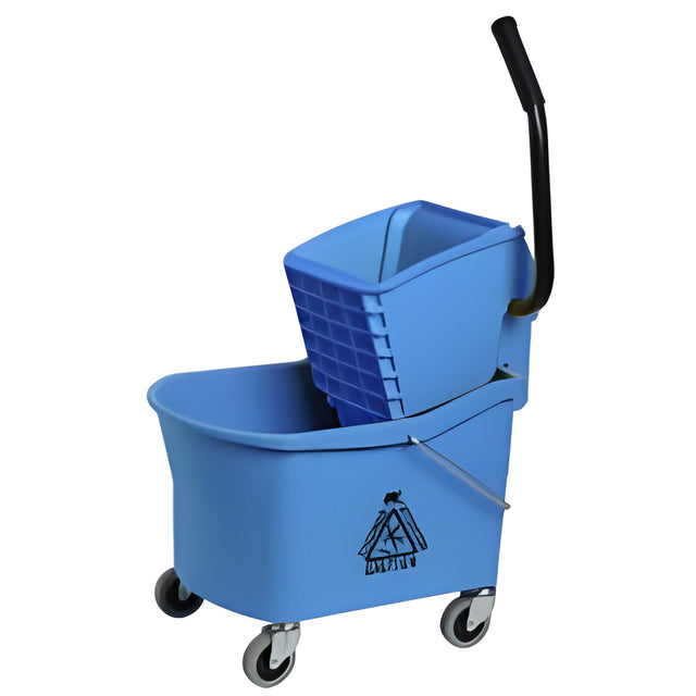 Grizzly Mop Bucket with Side Press Wringer, Blue, 32 Quart