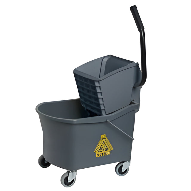 Grizzly Mop Bucket with Side Press Wringer, Grey, 32 Quart