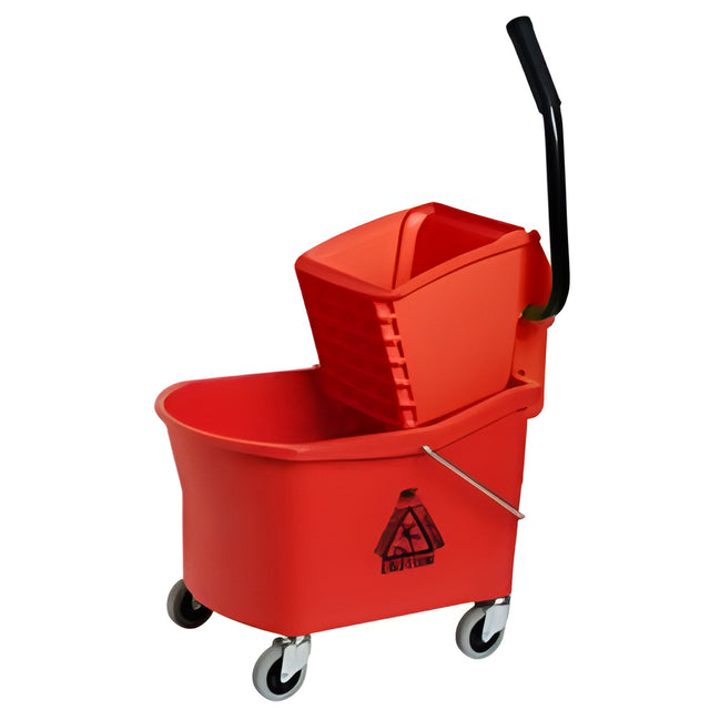 Grizzly Mop Bucket with Side Press Wringer, Red, 32 Quart
