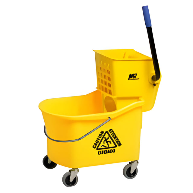 Grizzly Mop Bucket with Side Press Wringer, Yellow, 32 Quart