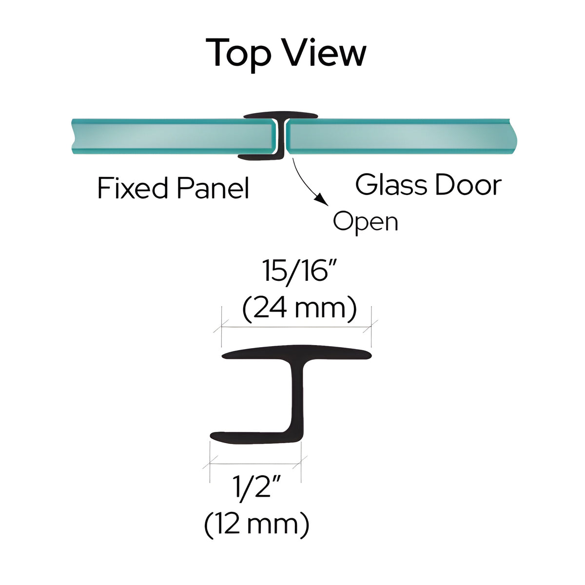 CRL 144" Polycarbonate H-Jamb 180 Degree for 1/2" Glass