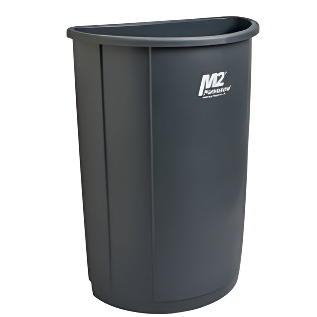 Half Round Garbage Container, Grey, 21 Gal.- 1 Ea, 21 Gallon
