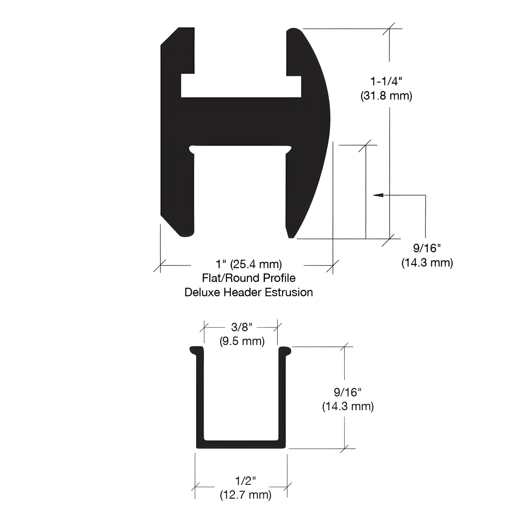 CRL Gun Metal Deluxe Shower Door Header Kit - 95"