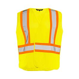 Hi Vis 5 Pt. Tearaway Mesh Traffic Vest, 4" Reflective Tape, Yellow, 2XL / 3XL- 1 Each