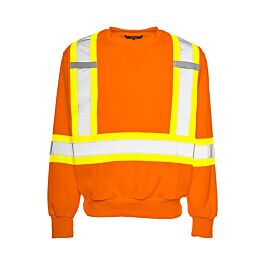 Hi Vis Crewneck Sweatshirt, 4" RT, Orange, Large- 1 Each