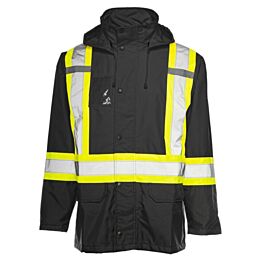 Hi-Vis Rain Jacket, Black, Small- 1 Each