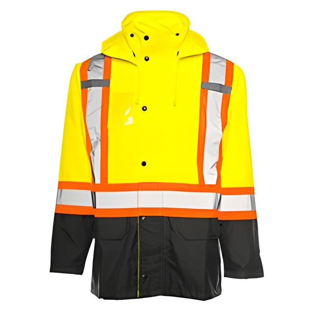Hi-Vis Rain Jacket, Yellow / Black, X-Large
