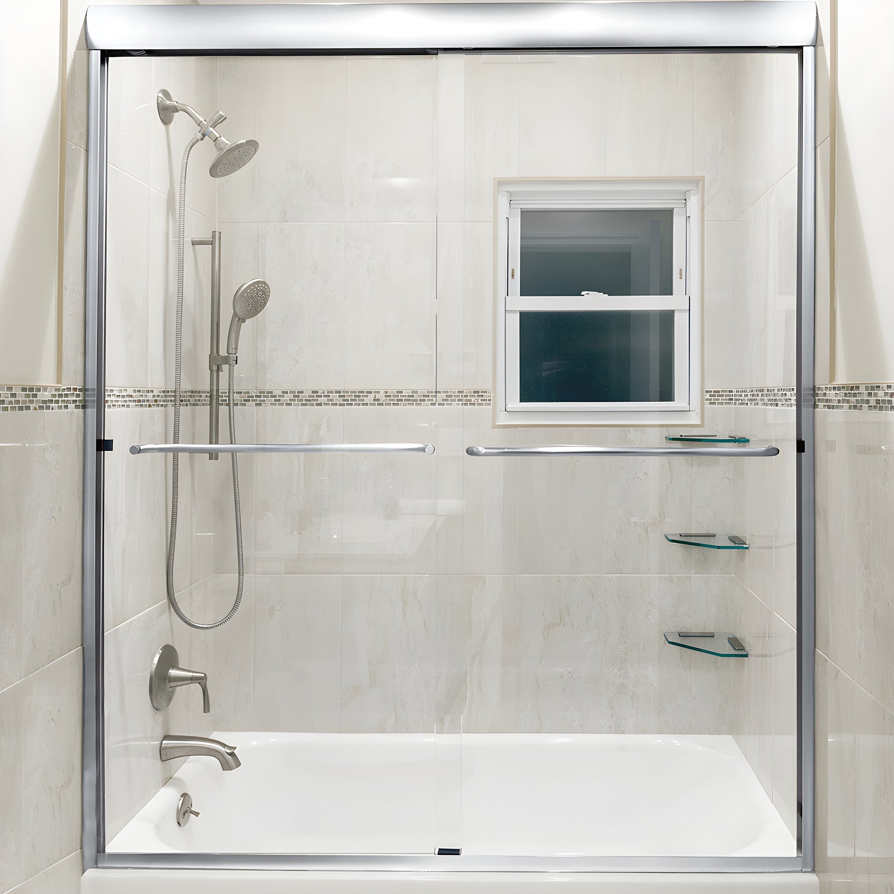 CRL Brite Anodized 60" x 72" Cottage DK Series Sliding Shower Door Kit with Metal Jambs for 3/8" Glass