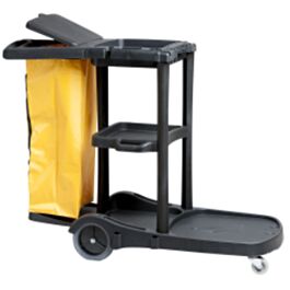 Janitor Cart with Zippered Bag, Black- 1 Each