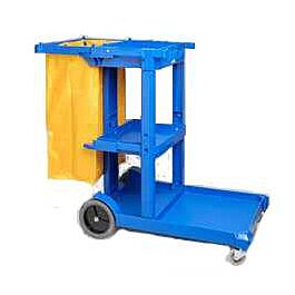 Janitor Cart with Zippered Bag, Blue- 1 Each