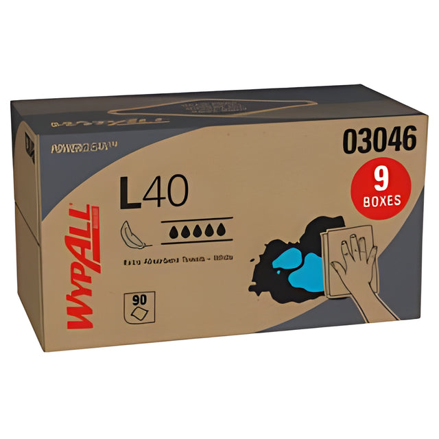 KC 03046 Wypall L40 Wiper, White, 90 Sheets / Box- 9 Boxes / Case