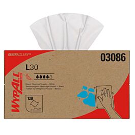 KC 03086 Wypall L30 Wiper, White, 120 Sheets / Box- 10 Boxes / Case