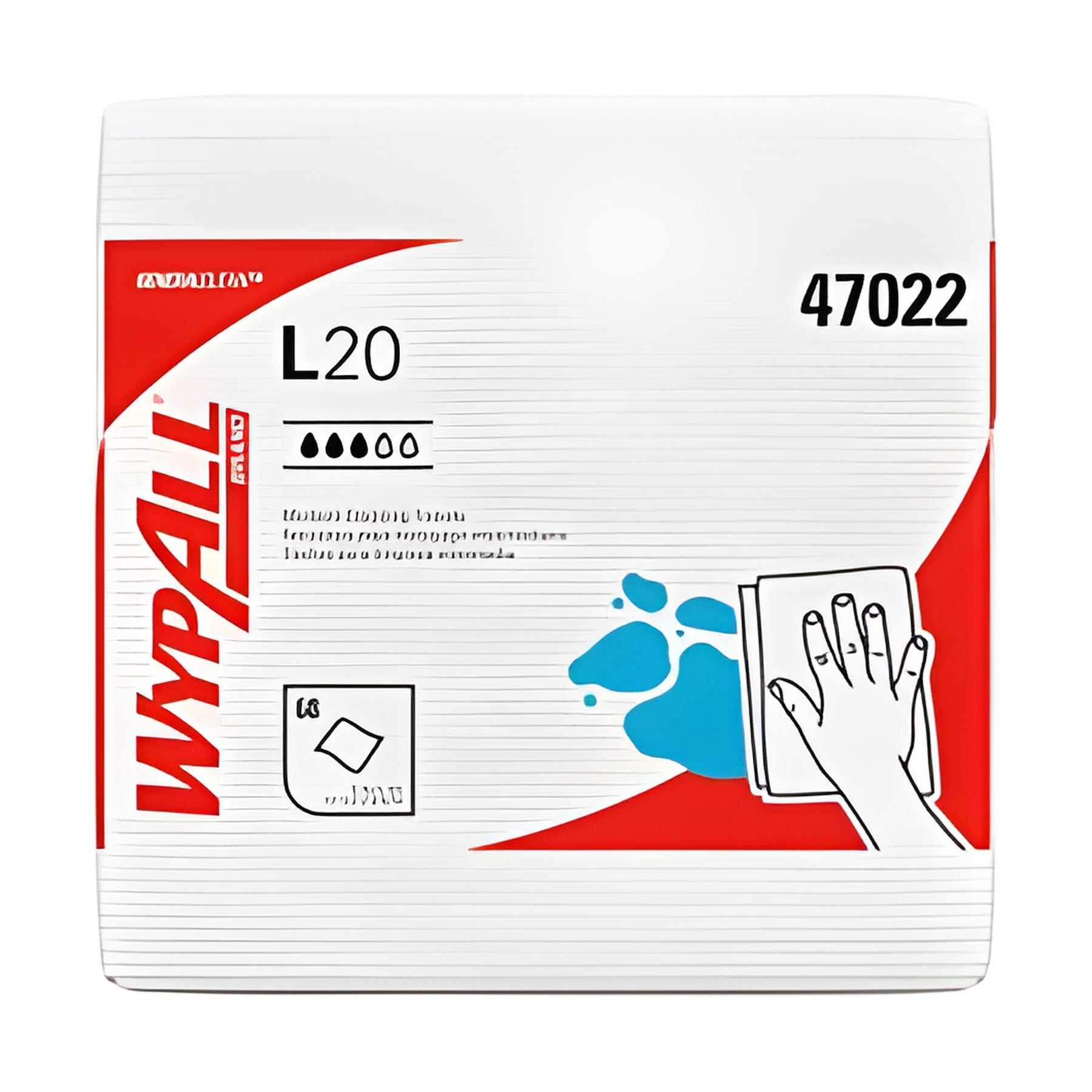KC 47022 WypAll GeneralClean L20 Medium Cleaning Cloths, White, 68 Sheets / Pack- 12 Packs / Case