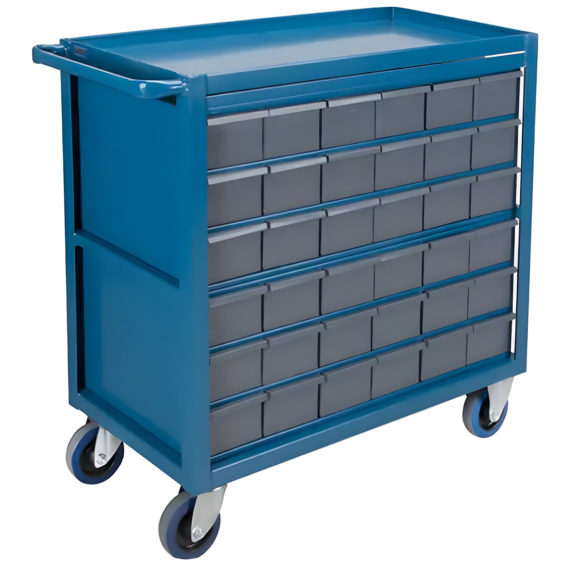 KLETON Drawer Shelf Cart, 1200 lbs. Capacity, Steel, 18" x W, 35" x H, 36" D, Rubber Wheels, All-Welded, 36 Drawers - 1 EA