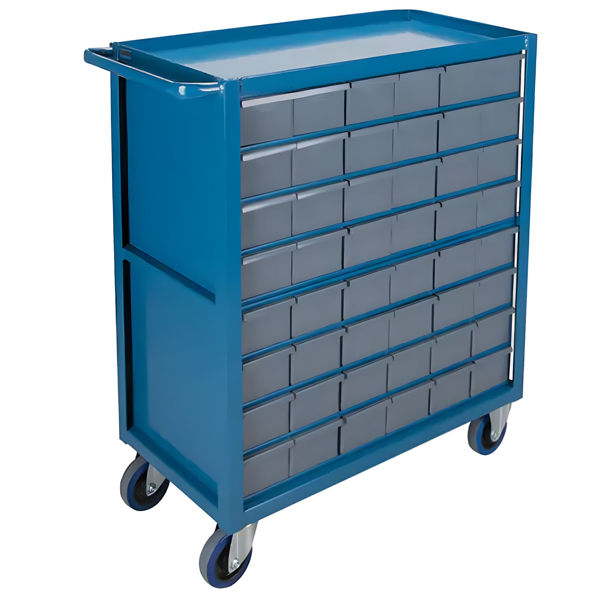 KLETON Drawer Shelf Cart, 1200 lbs. Capacity, Steel, 18" x W, 35" x H, 36" D, Rubber Wheels, All-Welded, 48 Drawers - 1 EA