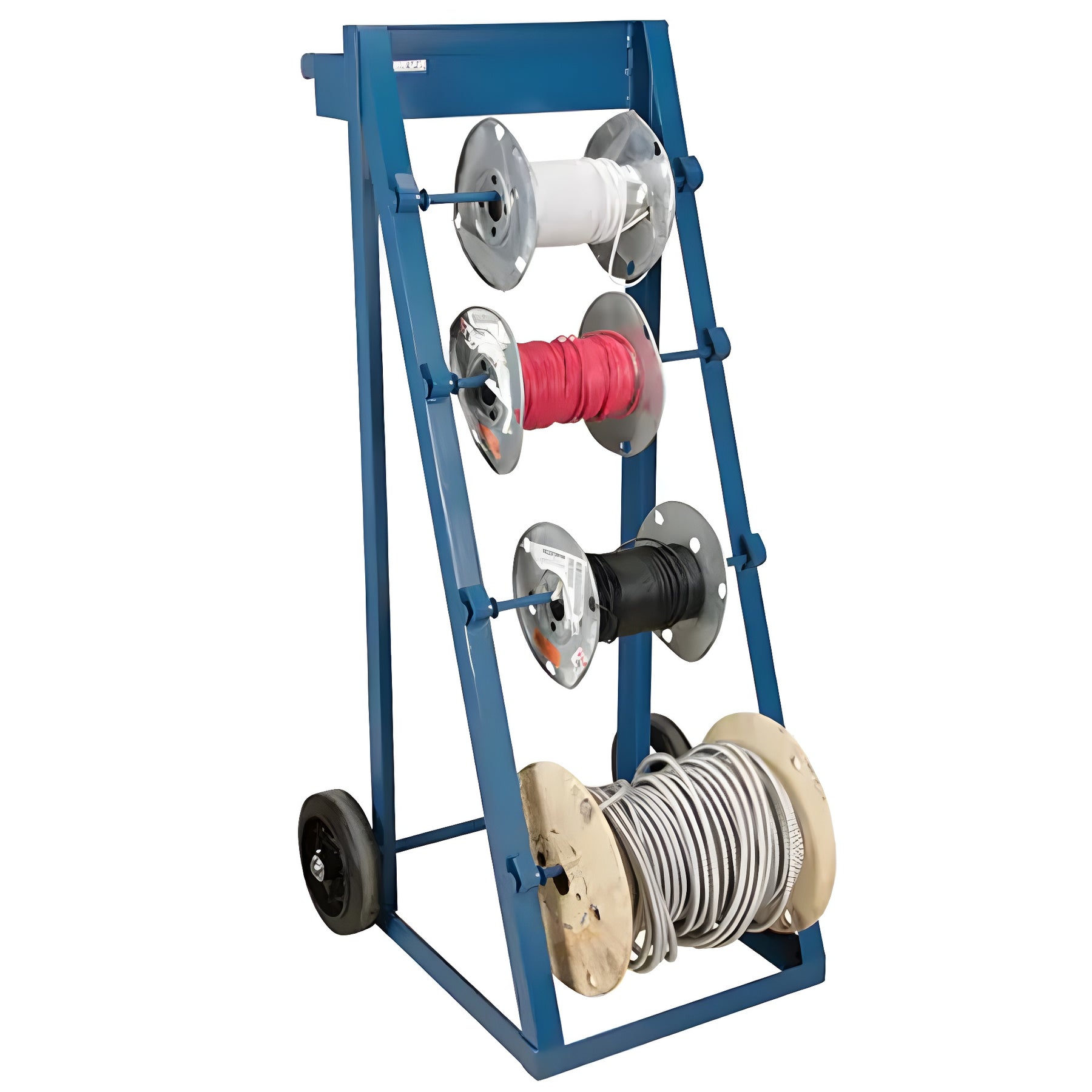 KLETON Portable Wire Reel Caddy, Steel, 4 Rod, 24-1/2" W x 49" H x 23" D, 400 lbs. Capacity - 1 EA