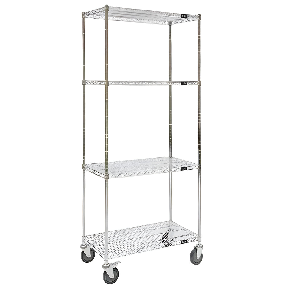 KLETON Wire Shelf Cart, Chrome Plated, 48" x 69" x 24", 800 lbs. Capacity - 1 EA