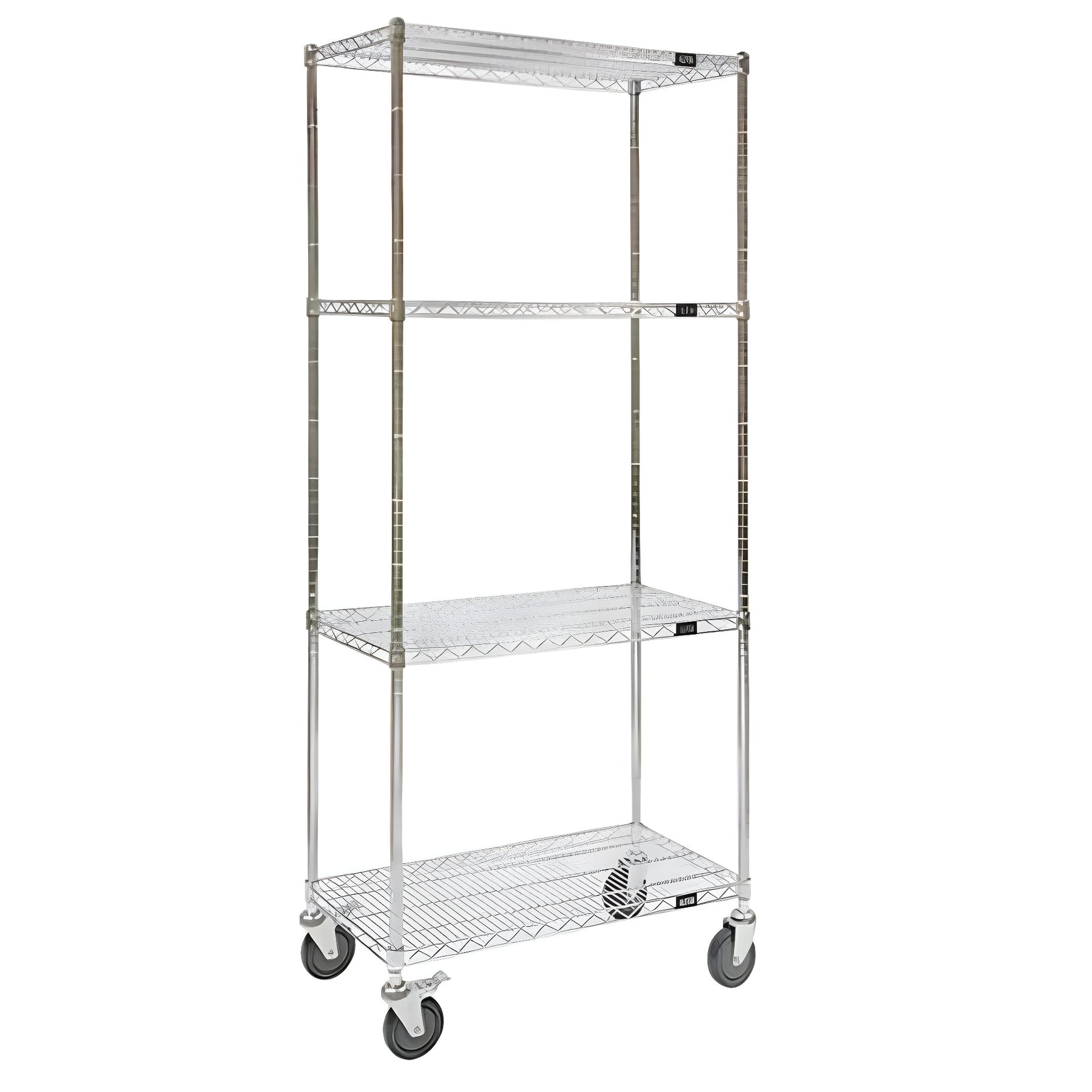 KLETON Wire Shelf Cart, Chrome Plated, 60" x 69" x 24", 800 lbs. Capacity - 1 EA
