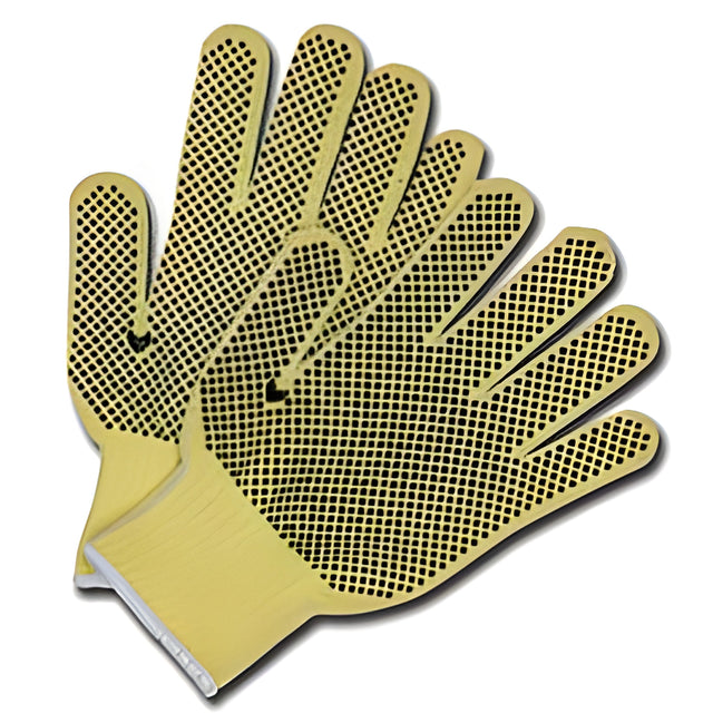 Knitted Kevlar Gloves, With PVC Dots on Both Sides, Large – 12 Pairs