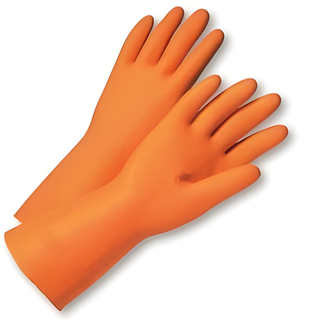 Latex Gloves, 28 mil Orange, Sz 09 – 12 Pairs/Bag