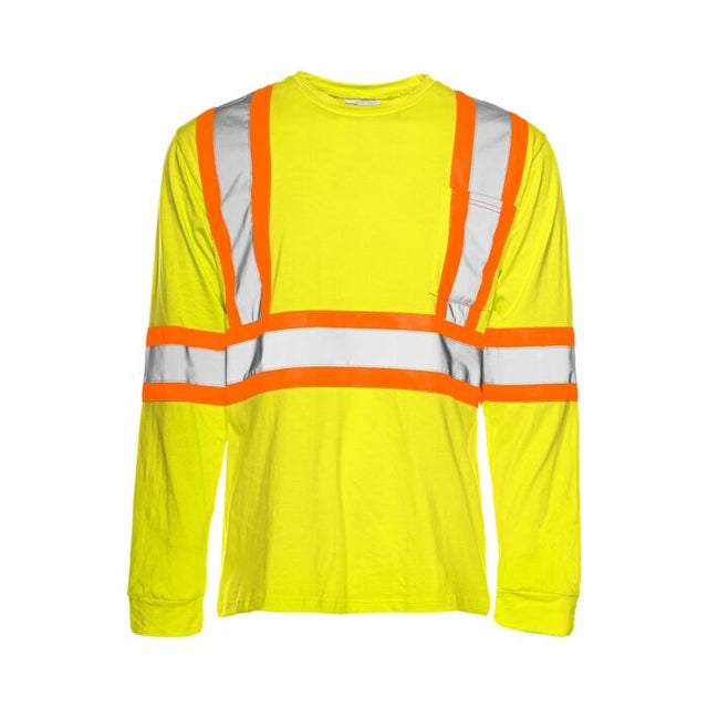 Long Sleeved Traffic T-Shirt, Cotton, Yellow, 4" Reflective Tape, 5XL- 1 Each