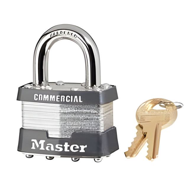 Master Lock Model No. 1, 1-3/4" Laminated Steel Lock Shackle 15/16 tall 5/16 Wide, Keyed Alike