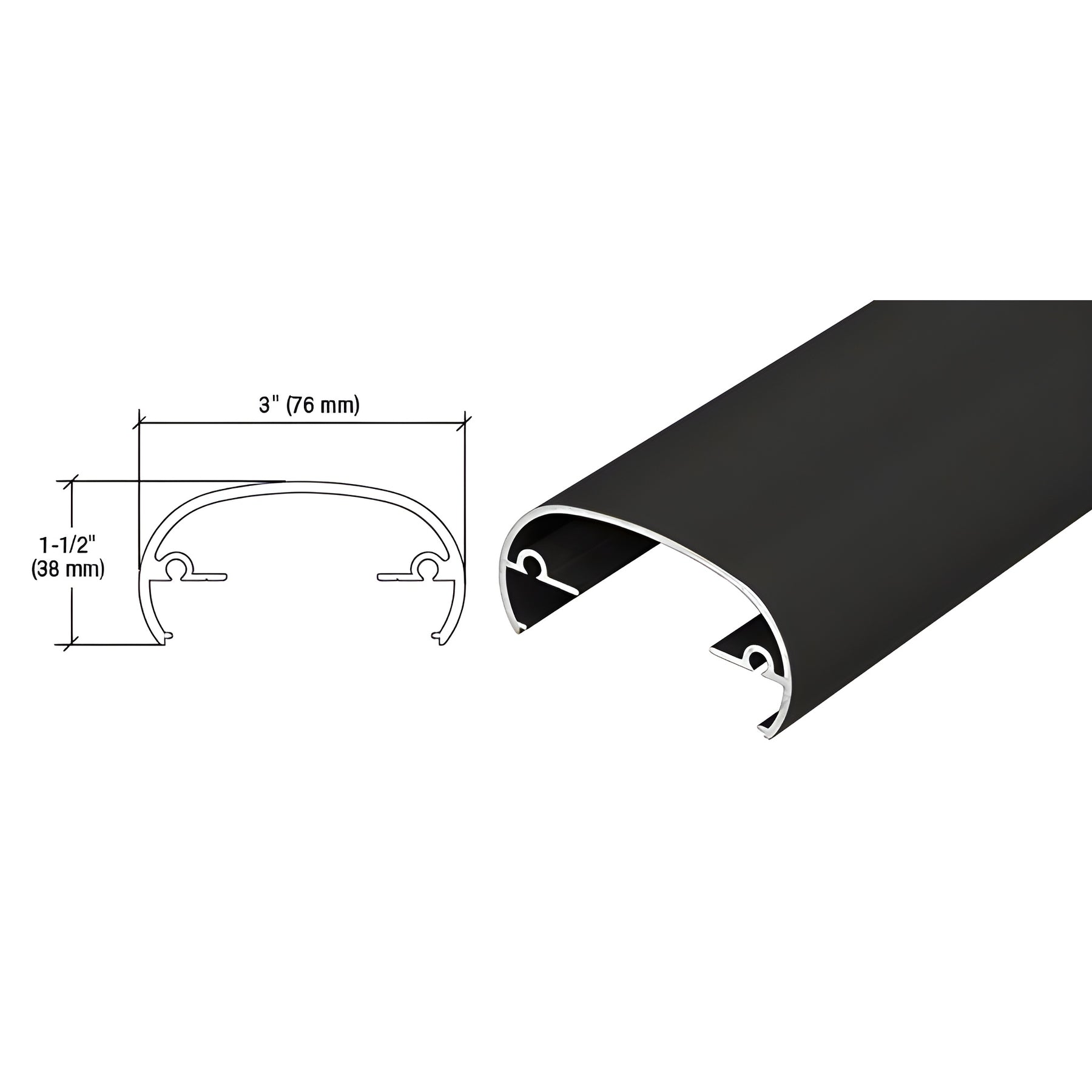 Matte Black 320X Series 241" Long Top Rail