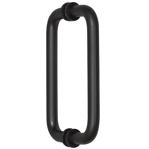 CRL Matte Black 8" BM Series Tubular Back-to-Back Shower Door Pull Handle – modern round design for glass doors