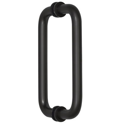 CRL Matte Black 8" BM Series Tubular Back-to-Back Shower Door Pull Handle – modern round design for glass doors