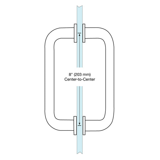 CRL Matte Black 8" BM Series Tubular Back-to-Back Shower Door Pull Handle – modern round design for glass doors