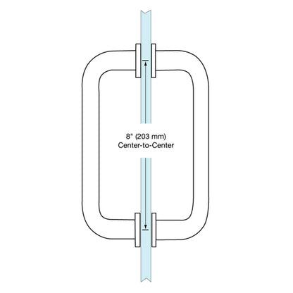 CRL Matte Black 8" BM Series Tubular Back-to-Back Shower Door Pull Handle – modern round design for glass doors