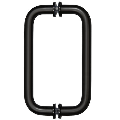CRL Matte Black 8" BM Series Tubular Back-to-Back Shower Door Pull Handle – modern round design for glass doors