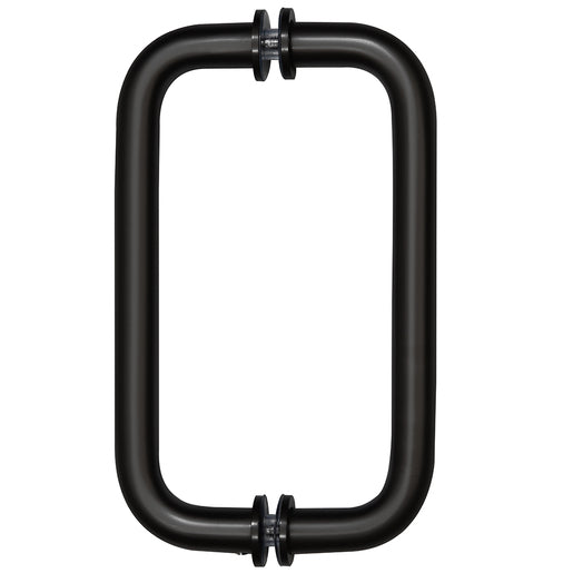 CRL Matte Black 8" BM Series Tubular Back-to-Back Shower Door Pull Handle – modern round design for glass doors