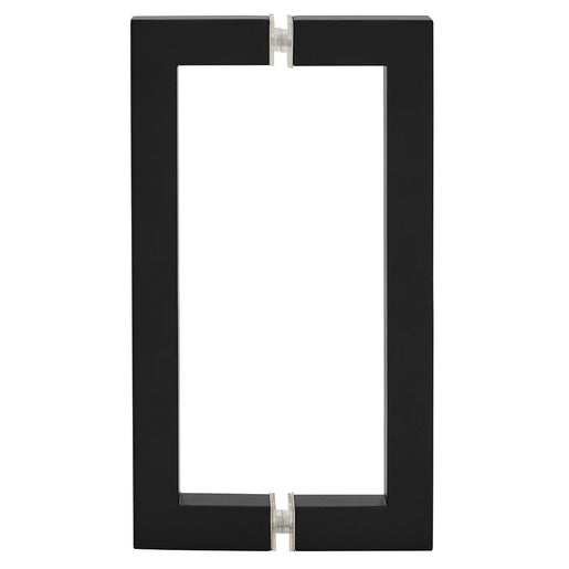 CRL SQ8X8MBL Matte Black 8" x 8" SQ Series Square Tubing Back-to-Back Pull Handles – For 3/8" to 1/2" Glass Shower Doors, Contemporary Style with 3/4" Tubing and Symmetrical Design