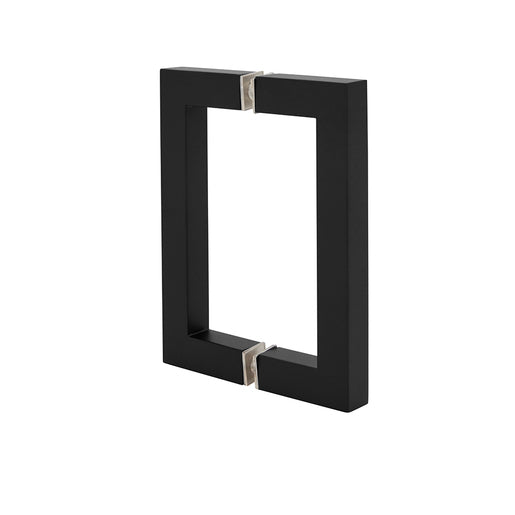 CRL SQ6X6MBL Matte Black 6" x 6" SQ Series Square Tubing Back-to-Back Pull Handle – For 3/8" to 1/2" Glass Shower Doors, Modern Minimalist Design with 3/4" Tubing