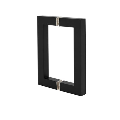 CRL SQ6X6MBL Matte Black 6" x 6" SQ Series Square Tubing Back-to-Back Pull Handle – For 3/8" to 1/2" Glass Shower Doors, Modern Minimalist Design with 3/4" Tubing