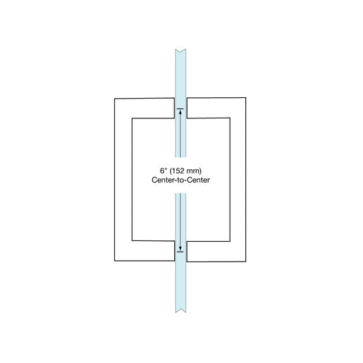 CRL SQ6X6MBL Matte Black 6" x 6" SQ Series Square Tubing Back-to-Back Pull Handle – For 3/8" to 1/2" Glass Shower Doors, Modern Minimalist Design with 3/4" Tubing