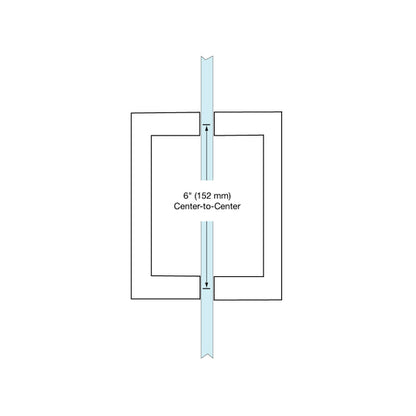 CRL SQ6X6MBL Matte Black 6" x 6" SQ Series Square Tubing Back-to-Back Pull Handle – For 3/8" to 1/2" Glass Shower Doors, Modern Minimalist Design with 3/4" Tubing