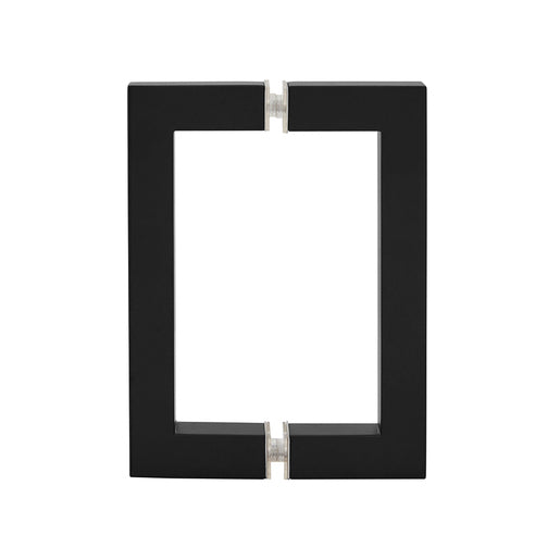CRL SQ6X6MBL Matte Black 6" x 6" SQ Series Square Tubing Back-to-Back Pull Handle – For 3/8" to 1/2" Glass Shower Doors, Modern Minimalist Design with 3/4" Tubing