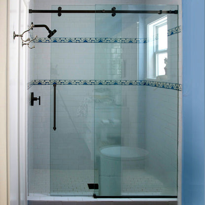 CRL Matte Black Deluxe 180-Degree Serenity Series Sliding Shower Door System – Frameless, Modern Bathroom Hardware